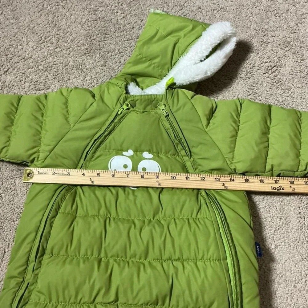 Baby Winter Snowsuit Puffer Suit‎ Green Cartoon Frog Hooded Footed Bunting
